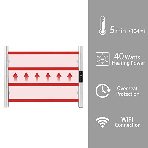 KEG Smart WiFi Towel Warmer Wall Mounted with Built-in Timer and Temperature Adjust Control, 4 Bars Electric Stainless Steel Heated Towel Racks for... - Image 5
