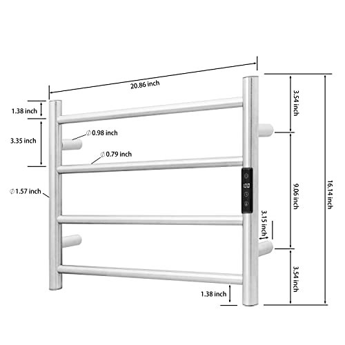 KEG Smart WiFi Towel Warmer Wall Mounted with Built-in Timer and Temperature Adjust Control, 4 Bars Electric Stainless Steel Heated Towel Racks for... - Image 6