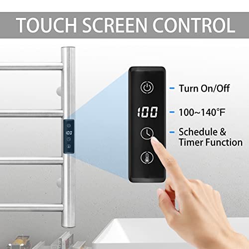 KEG Smart WiFi Towel Warmer Wall Mounted with Built-in Timer and Temperature Adjust Control, 4 Bars Electric Stainless Steel Heated Towel Racks for... - Image 3