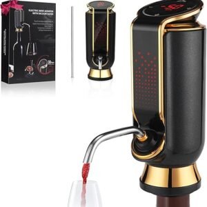 Luxurious 4-in-1 Electric Wine Aerator, Decanter, Dispenser & Vacuum Saver with LED Display - Wine Pourer Gift for Women and Wine Lovers