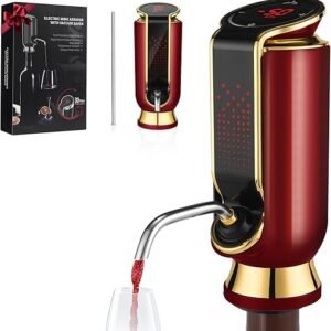 Luxurious 4-in-1 Electric Wine Aerator, Decanter, Dispenser & Vacuum Saver with LED Display - Wine Pourer Gift for Women and Wine Lovers