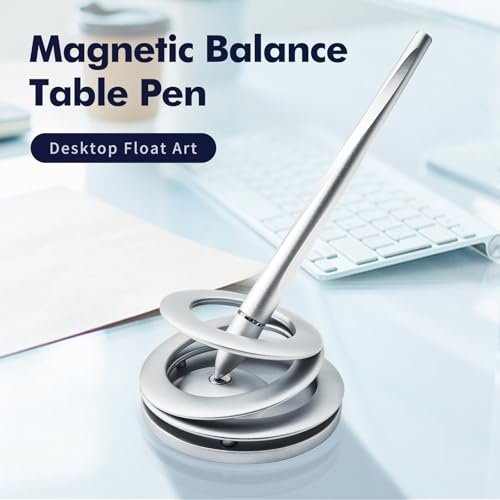 Magnetic Floating Pen with Spiral Stand, Silver, Levitating Display,Luxury Aluminum Alloy,Futuristic Design,Pen for Women &Men,Desk Decor,Gift for... - Image 2