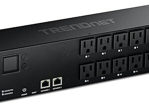 TRENDnet 14-Outlet Managed 2U Rackmount Switched Power Distribution Unit, TPI-L14, 14 x NEMA 5-15R Managed Power Outlets, 2 x Gigabit Ports, Remote...
