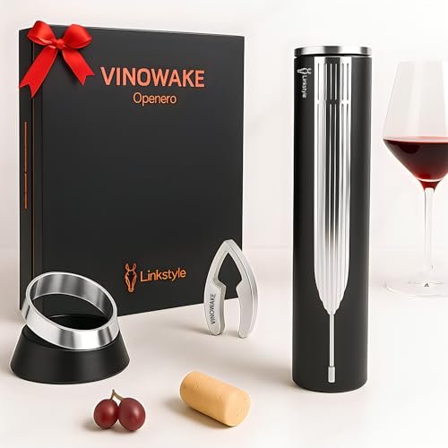 VINOWAKE Deluxe Wine Gadget Duo – TRIOVINO 3-in-1 Electric Wine Aerator + OPENERO Electric Wine Opener (Silver Bundle) - Image 3