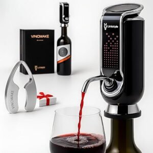 VINOWAKE Triovino Electric Wine Aerator, Dispenser and Preserver By LINKSTYLE — 3-in-1 Instant Aeration For Improved Taste, Measured Pouring & Wine...