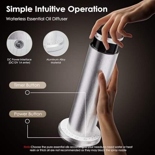 Waterless Essential Oil Diffuser,Aromatherapy Diffusers,Scent Diffusers for Home,Large Room, Hotel Scent Diffuser, 1000sq.ft, Aroma Diffusers (Silver) - Image 6